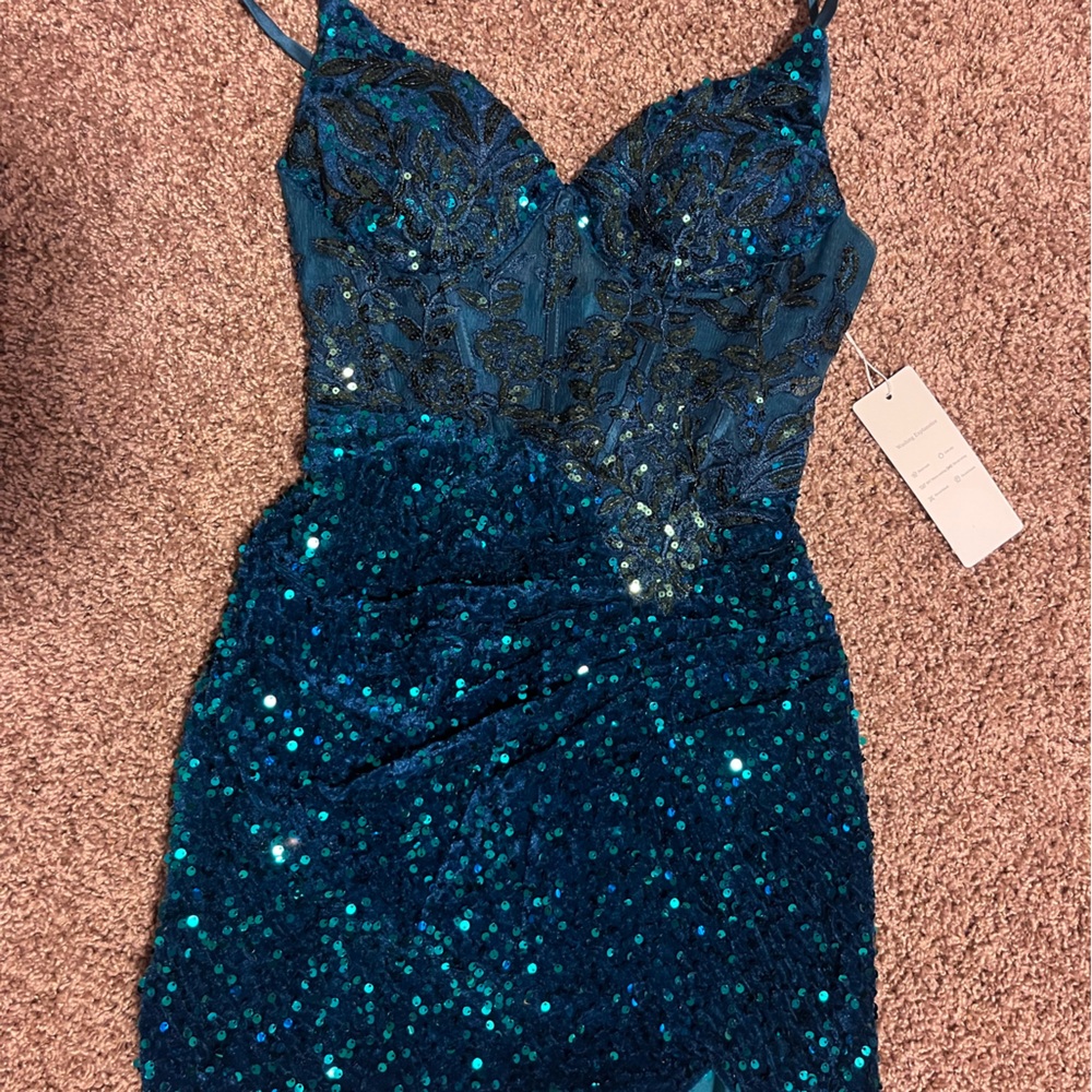 Homecoming Teal Sequin Dress